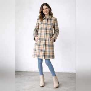 Rare! ViNTAGE • BURBERRY London • Signature PLAID Cotton Blend Trench Coat SZ•6